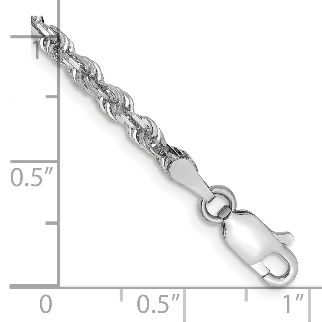 7 Inch 10K White Gold 3mm D/C Quadruple Rope Chain Bracelet