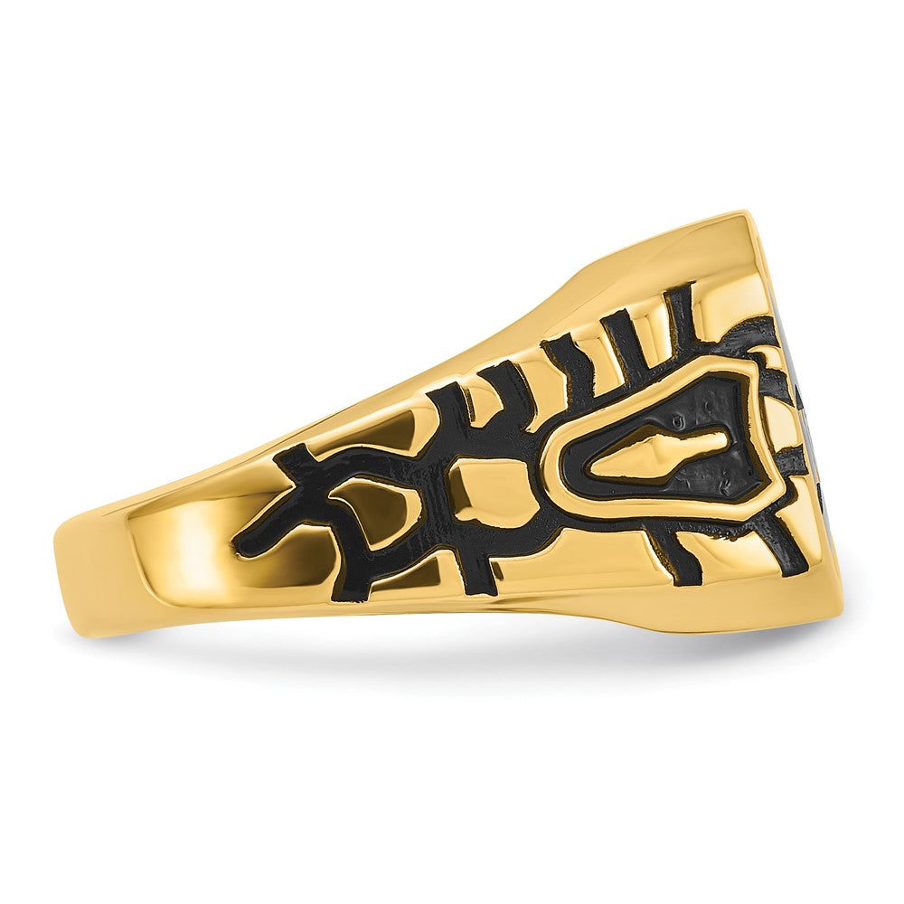 10K Yellow Gold Men'S Polished And Grooved Masonic Ring Mounting