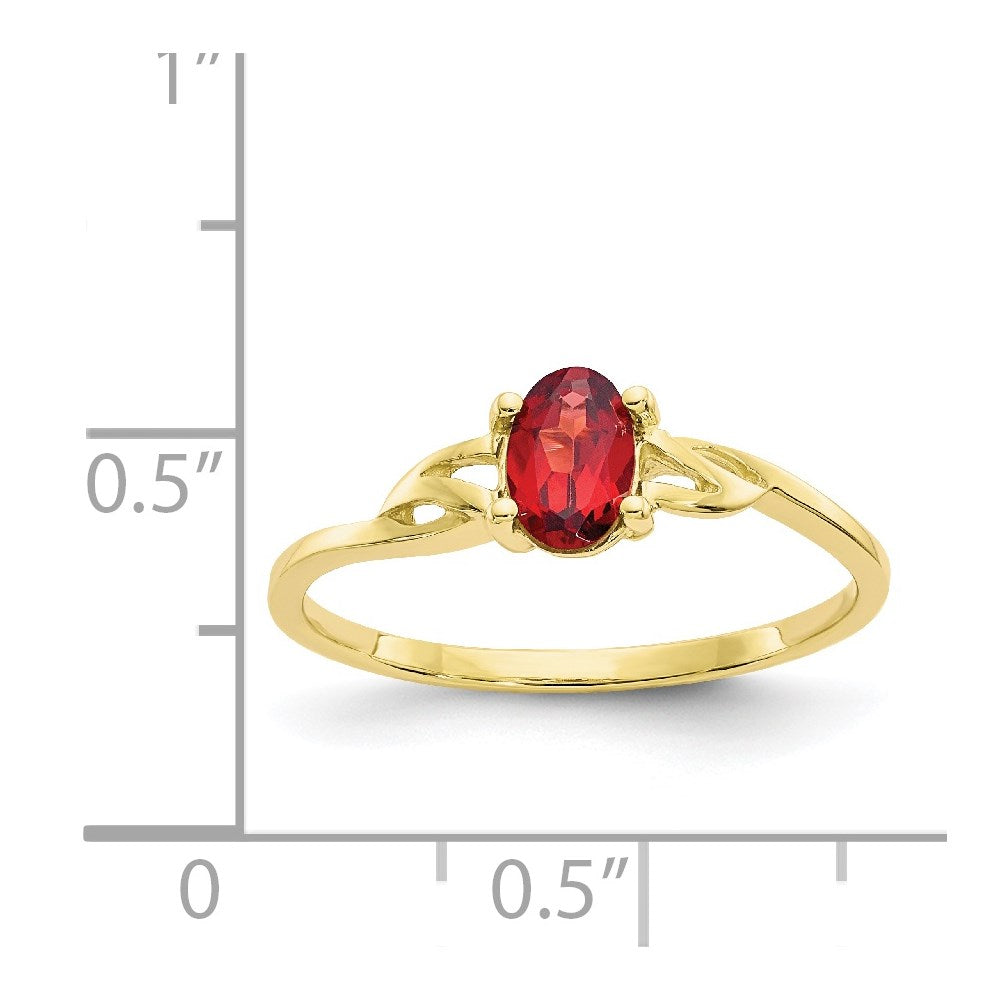 10K Yellow Gold Polished Genuine Garnet Birthstone Ring