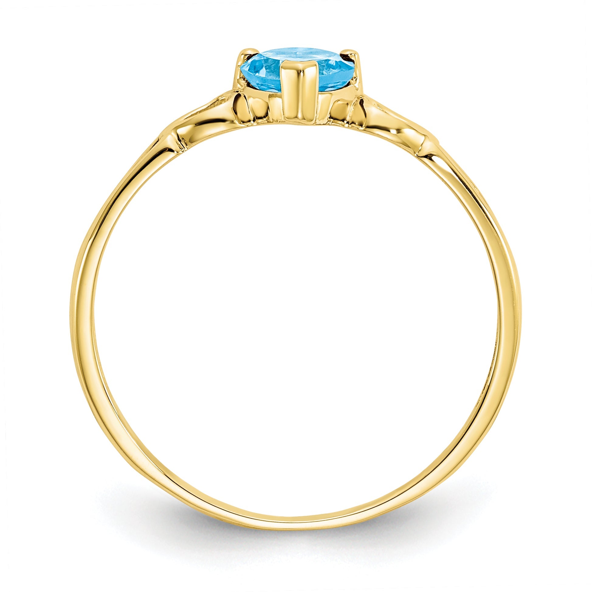 10K Yellow Gold Polished Genuine Blue Topaz Birthstone Ring