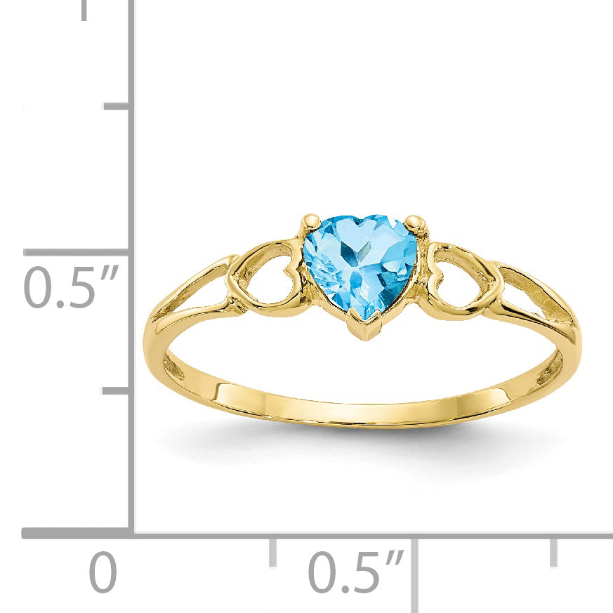 10K Yellow Gold Polished Genuine Blue Topaz Birthstone Ring