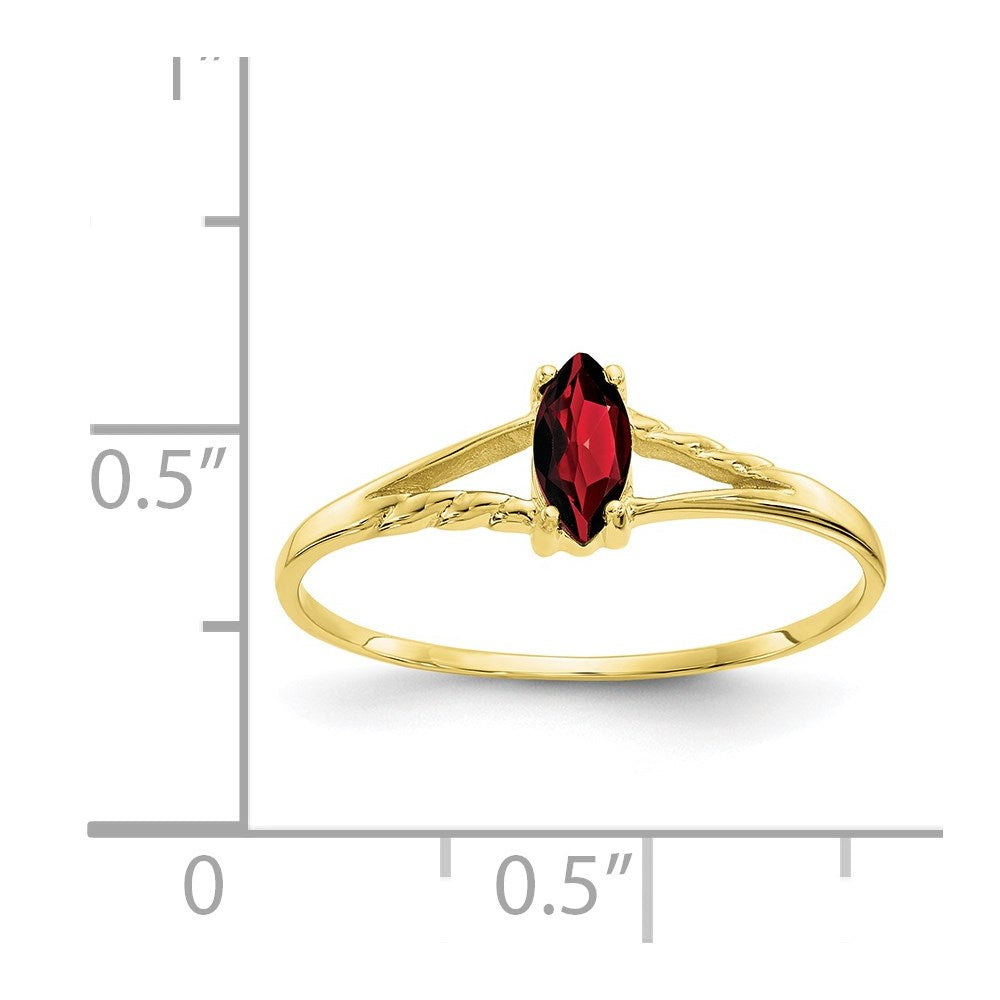 10K Yellow Gold Polished Genuine Garnet Birthstone Ring