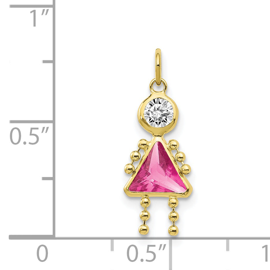 10K Yellow Gold October Girl Birthstone Charm