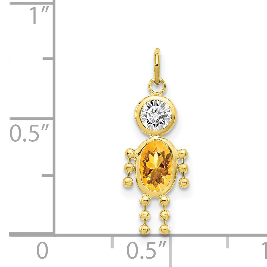 10K Yellow Gold November Boy Birthstone Charm