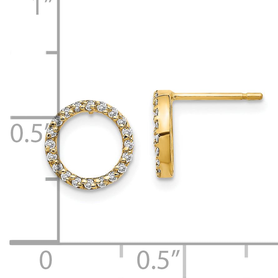 10K Yellow Gold Diamond Open Circle Earrings