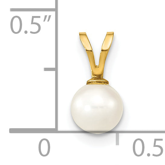 10K Yellow Gold 10K 5-6mm White Round Freshwater Cultured Pearl Pendant