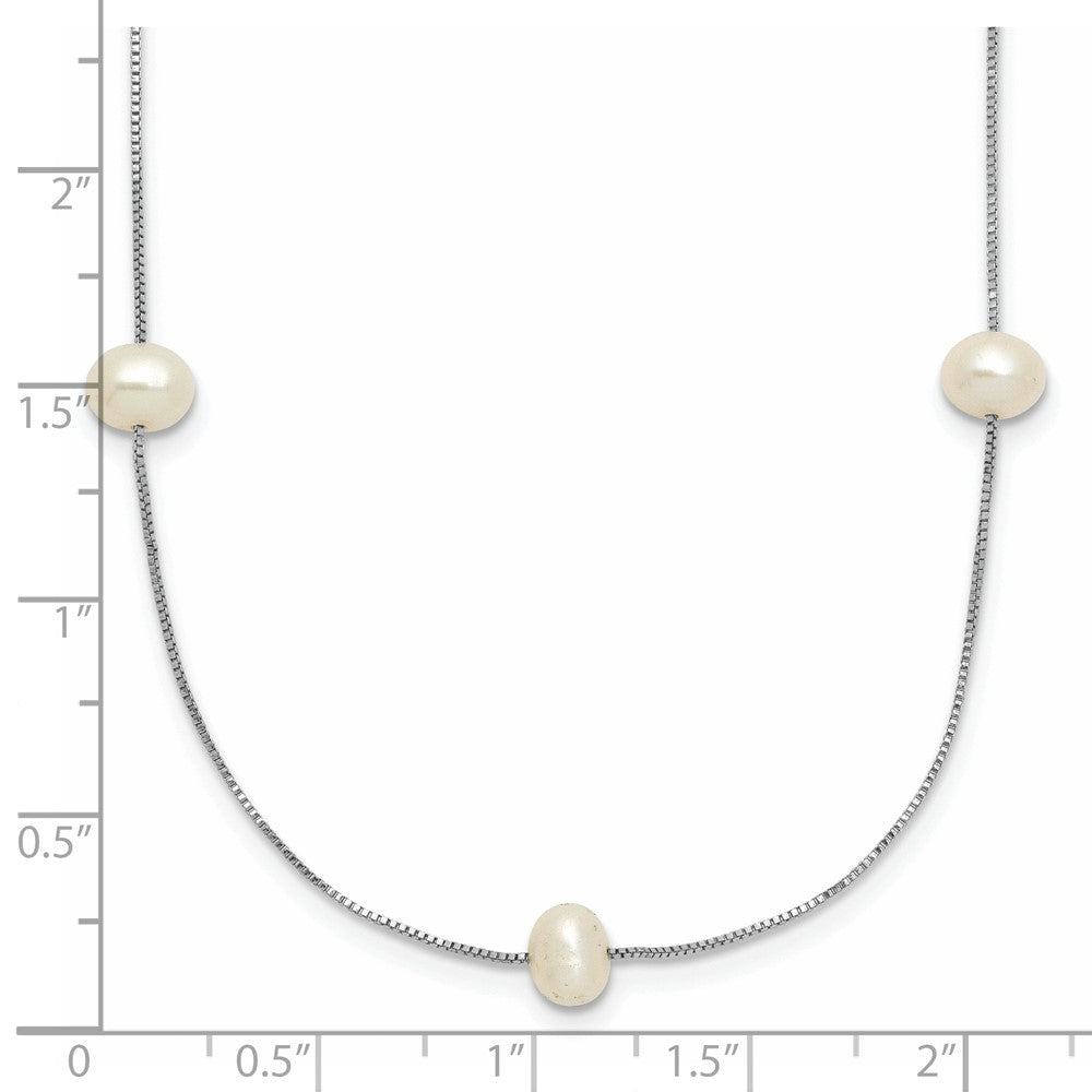 10K White Gold 10K 5-6mm Round Freshwater Cultured Pearl 9-Station 18 Inch Necklace