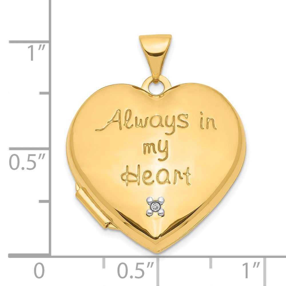 10K Two-Tone Dia Always In My Heart W/ Charm Inside 21mm Locket