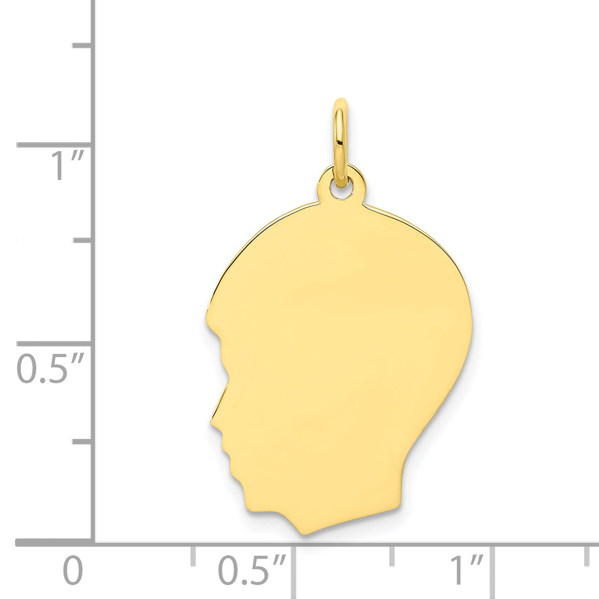 10k Yellow Gold 10K Plain Medium .013 Gauge Facing Left Engravable Boy Head Charm