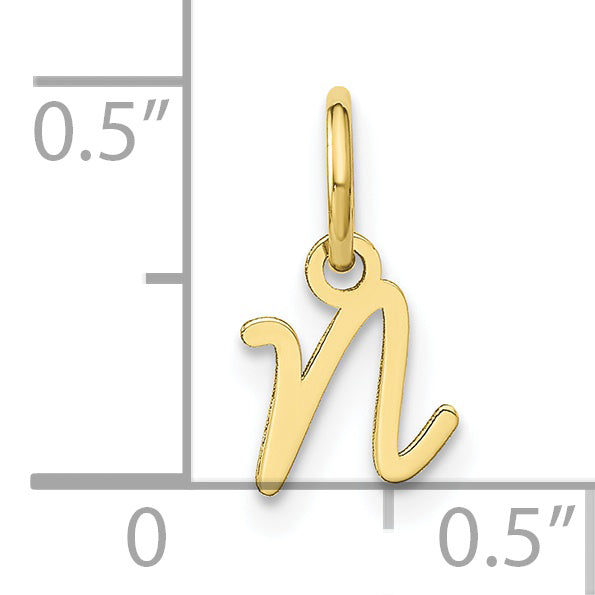 10K Yellow Gold 10Ky Upper Case Letter N Initial Charm