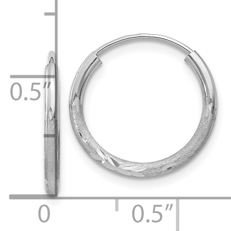 10K White Gold 1.5mm Diamond-Cut Endless Hoop Earrings