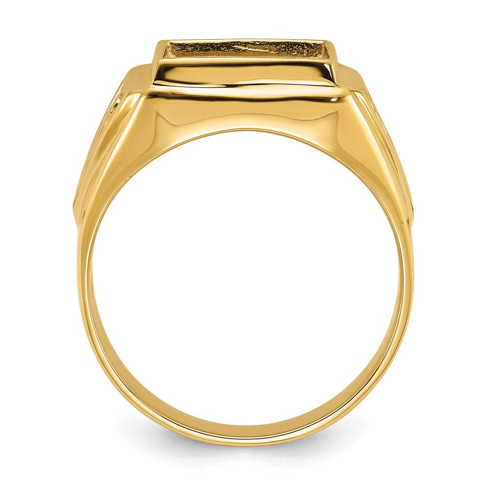 10K Yellow Gold Men'S Polished And Textured Masonic Ring Mounting