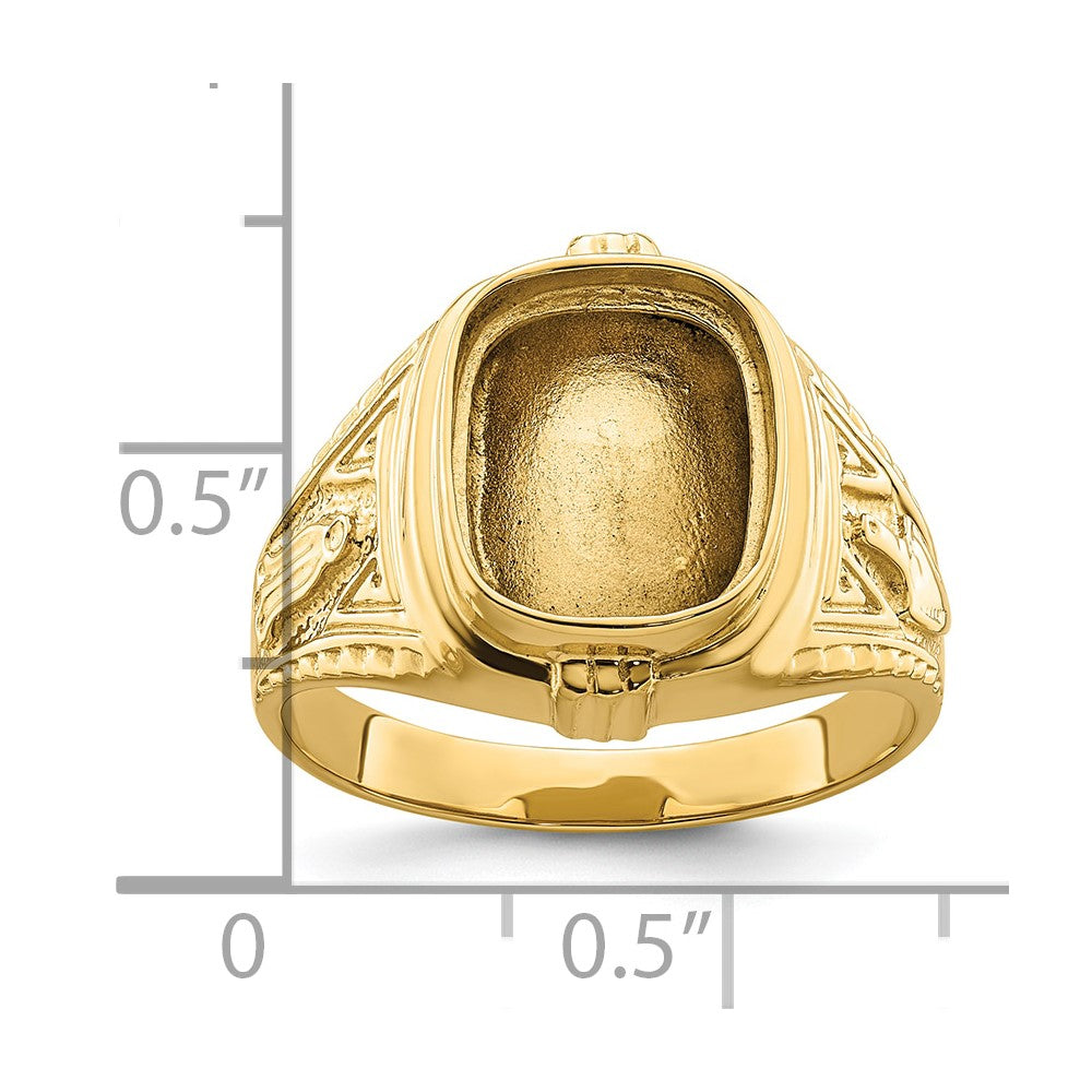 10K Yellow Gold Men'S Polished And Textured Masonic Ring Mounting