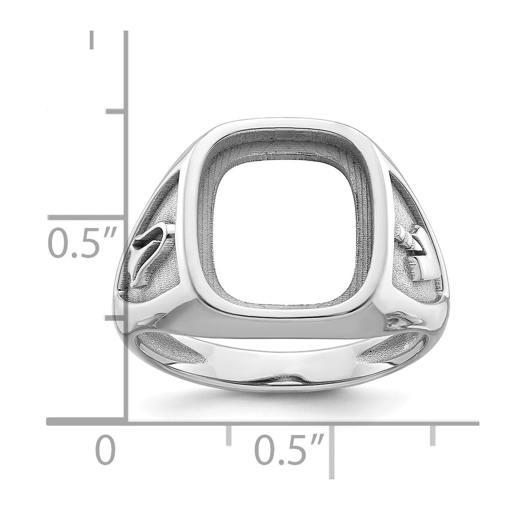 10K White Gold Men'S Polished And Textured Masonic Ring Mounting