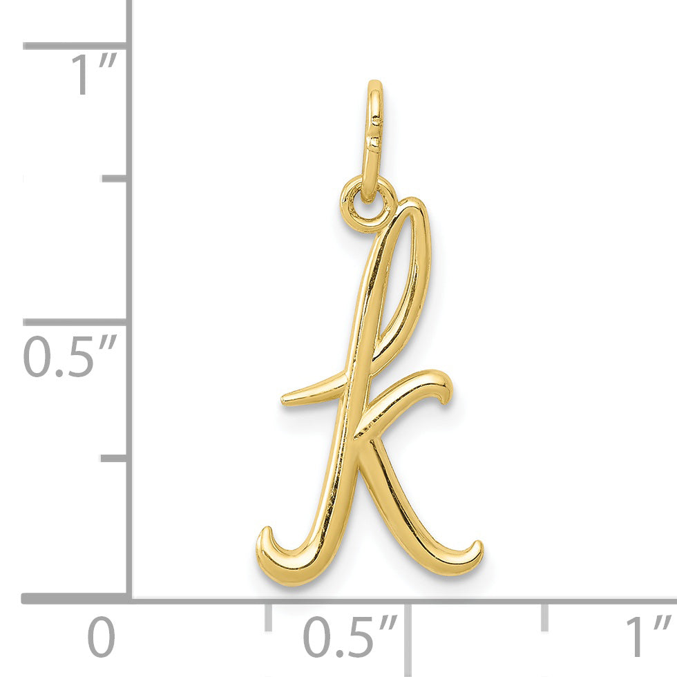 10K Yellow Gold Letter K Initial Charm
