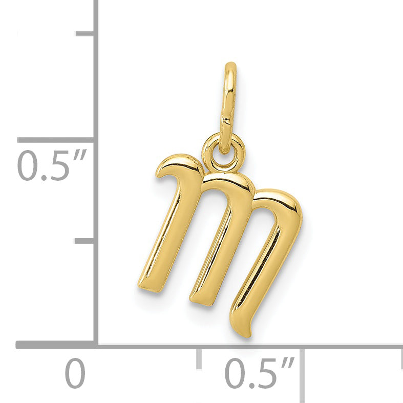 10K Yellow Gold Letter M Initial Charm
