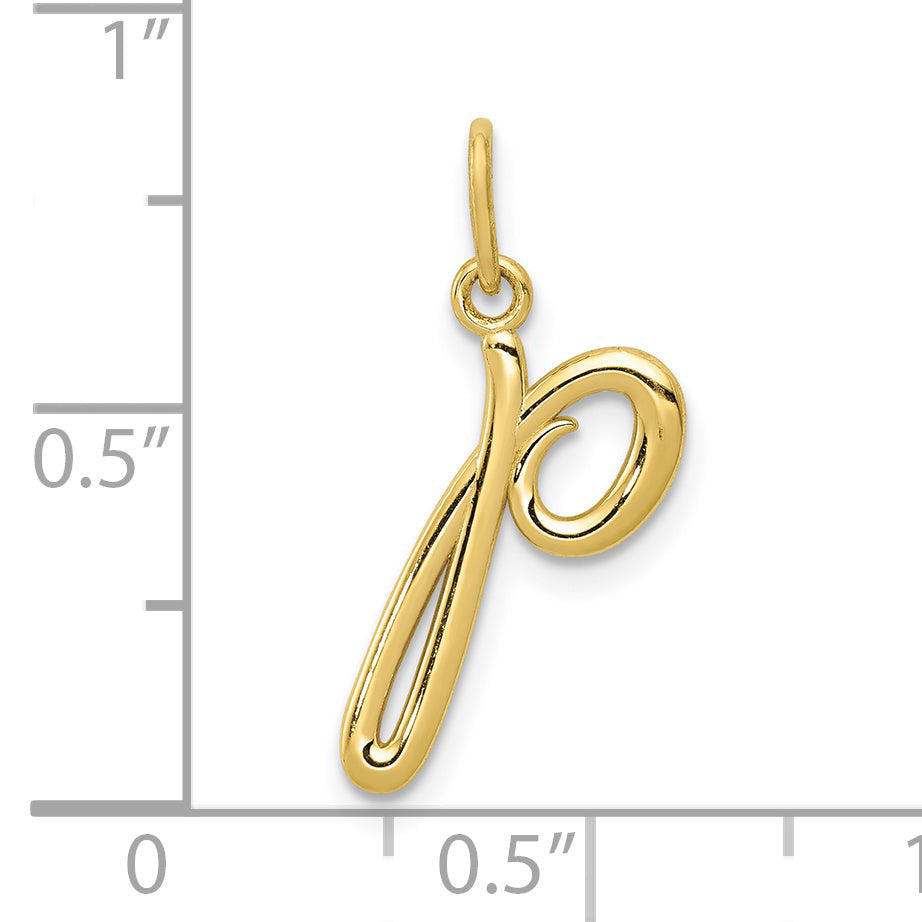 10K Yellow Gold Letter P Initial Charm