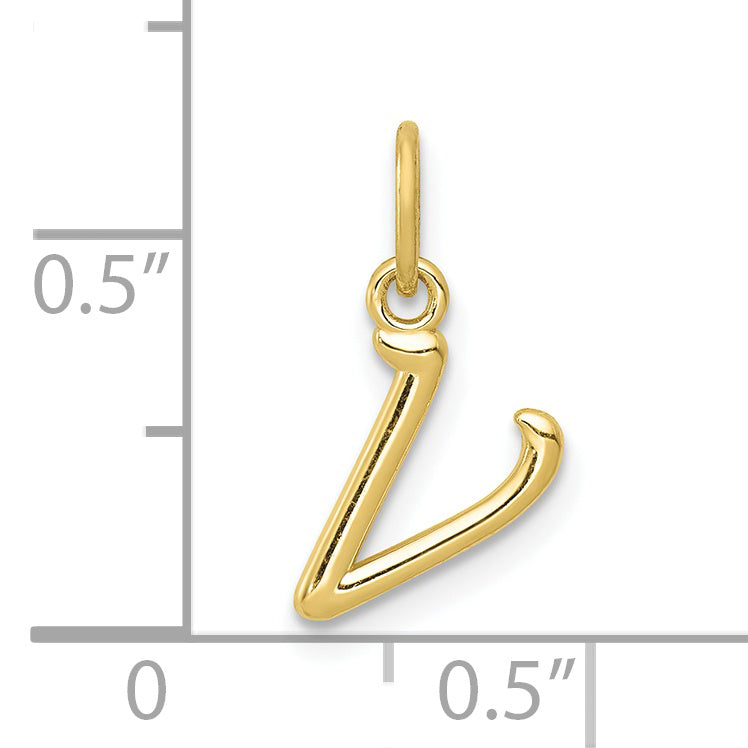 10K Yellow Gold Letter V Initial Charm