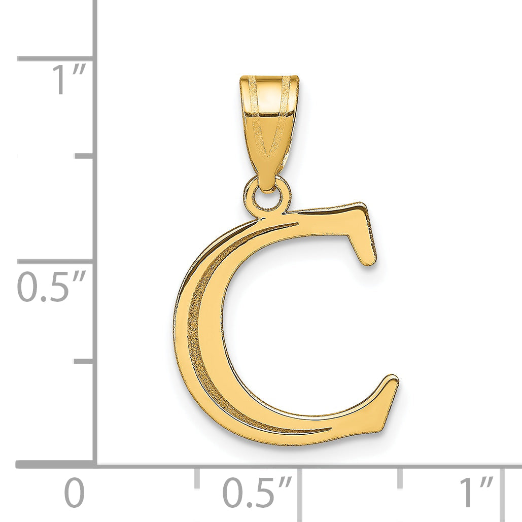10K Yellow Gold 10K Polished Etched Letter C Initial Pendant
