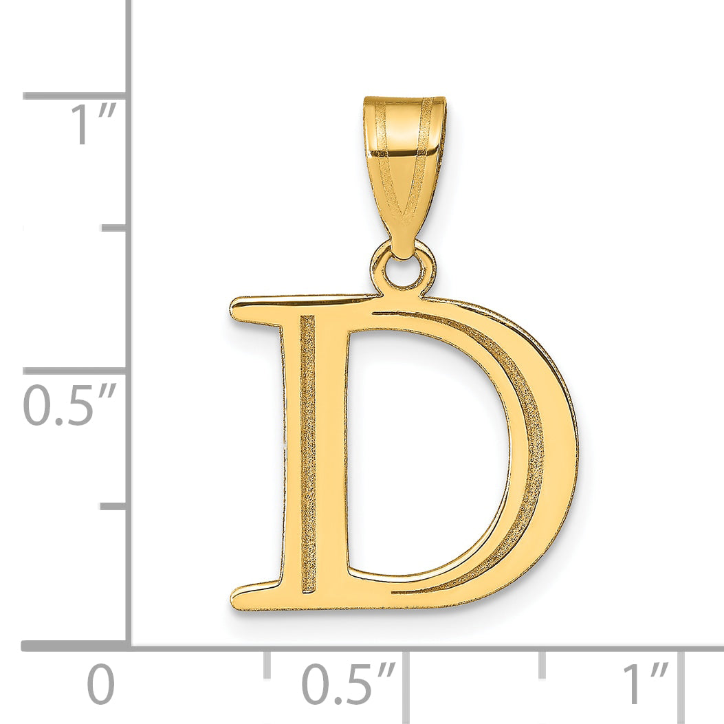 10K Yellow Gold 10K Polished Etched Letter D Initial Pendant