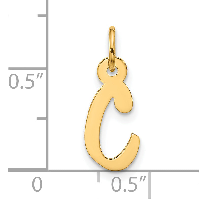 10K Yellow Gold Large Slanted Block Initial C Charm