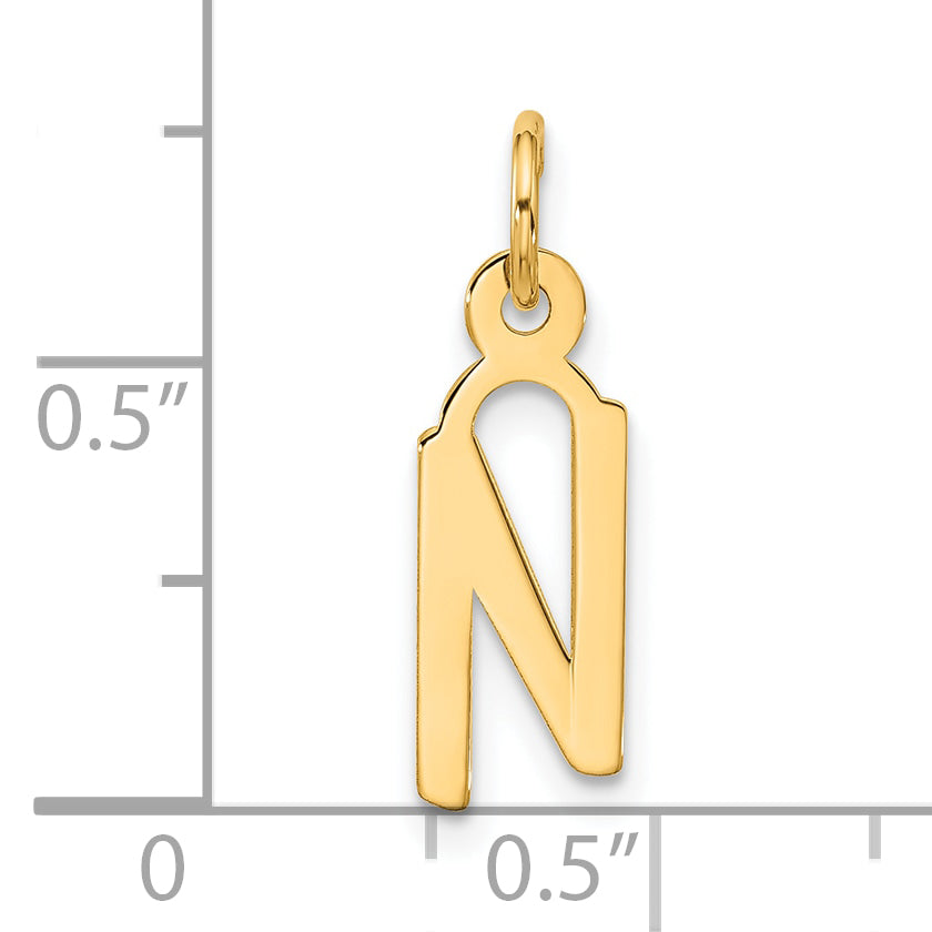 10K Yellow Gold Large Slanted Block Initial N Charm