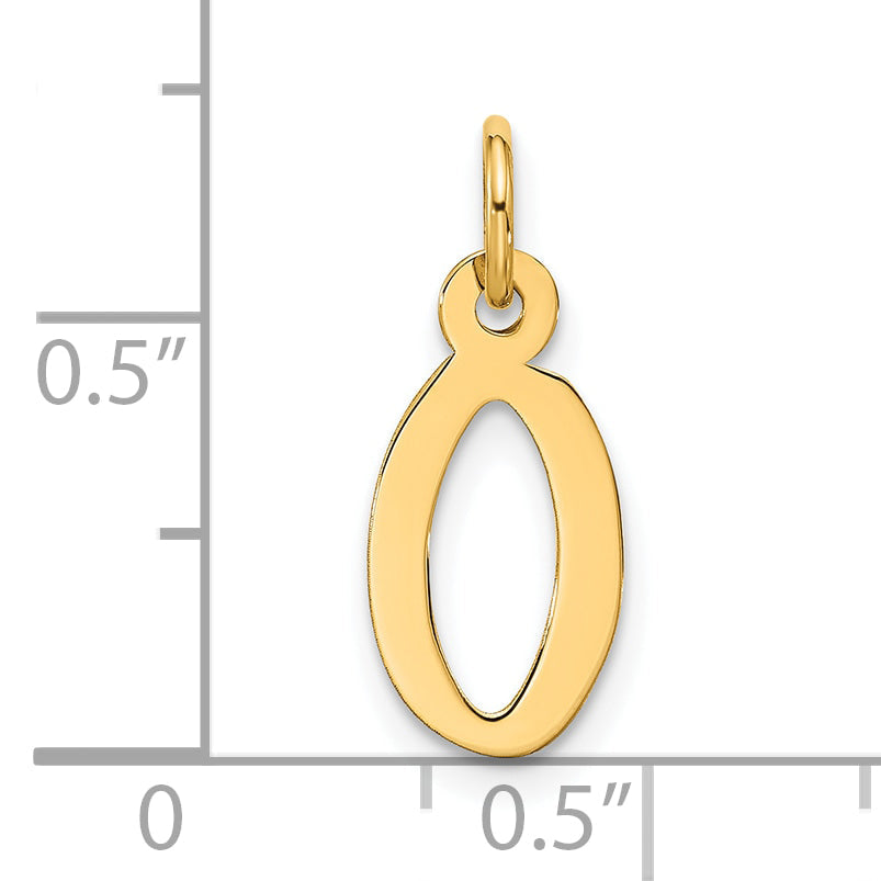 10K Yellow Gold Large Slanted Block Initial O Charm