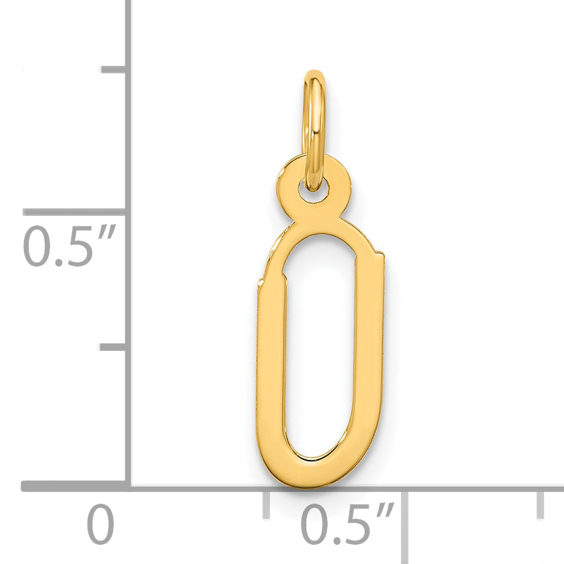 10K Yellow Gold Large Slanted Block Initial U Charm