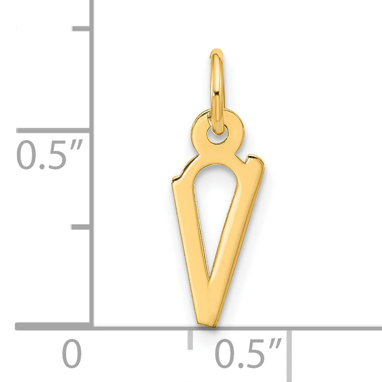 10K Yellow Gold Large Slanted Block Initial V Charm