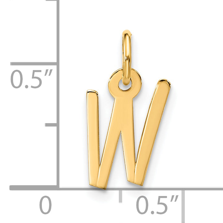 10K Yellow Gold Large Slanted Block Initial W Charm