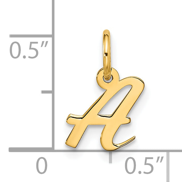 10K Yellow Gold Small Script Initial A Charm