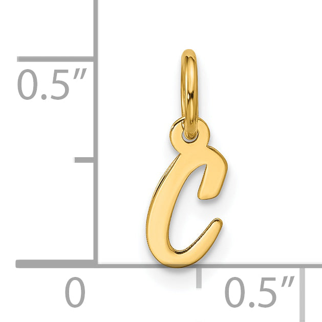 10K Yellow Gold Small Script Initial C Charm