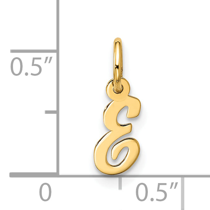 10K Yellow Gold Small Script Initial E Charm