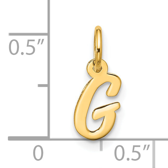 10K Yellow Gold Small Script Initial G Charm