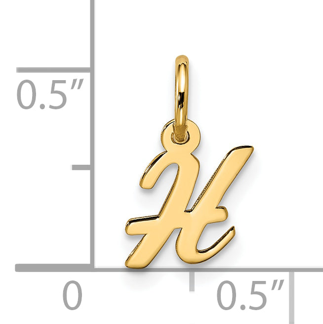 10K Yellow Gold Small Script Initial H Charm