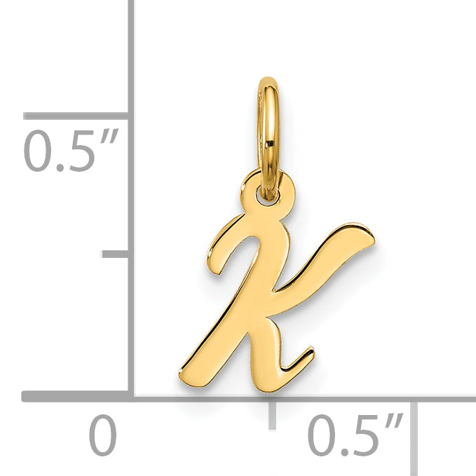 10K Yellow Gold Small Script Initial K Charm