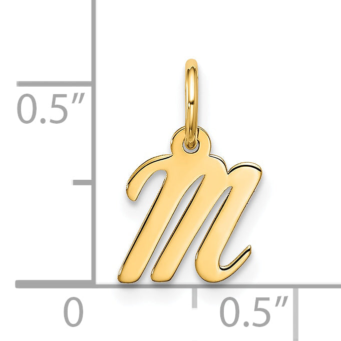 10K Yellow Gold Small Script Initial M Charm