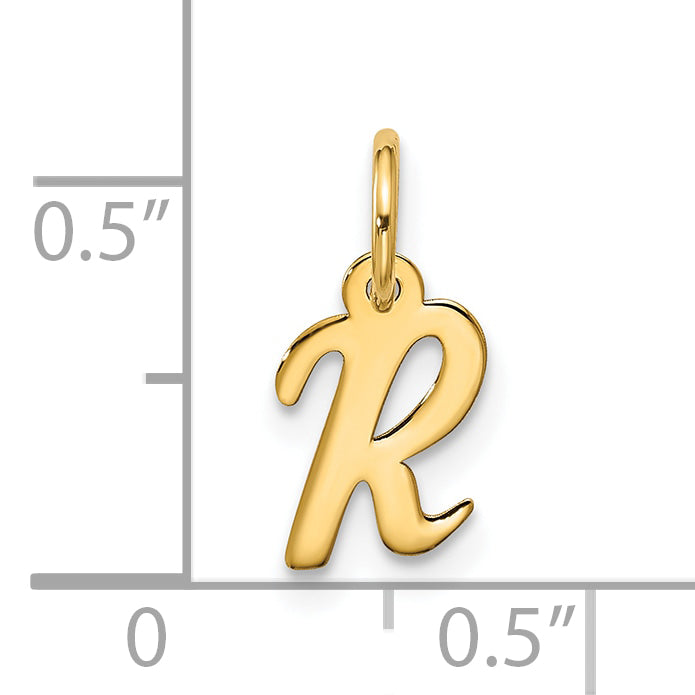 10K Yellow Gold Small Script Initial R Charm