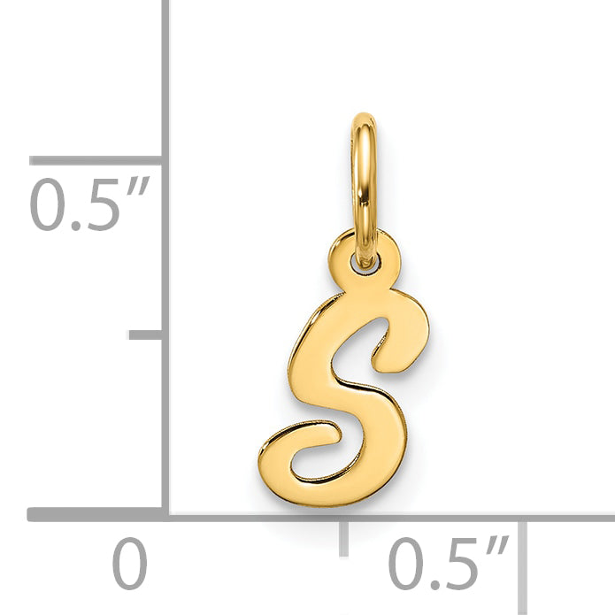 10K Yellow Gold Small Script Initial S Charm