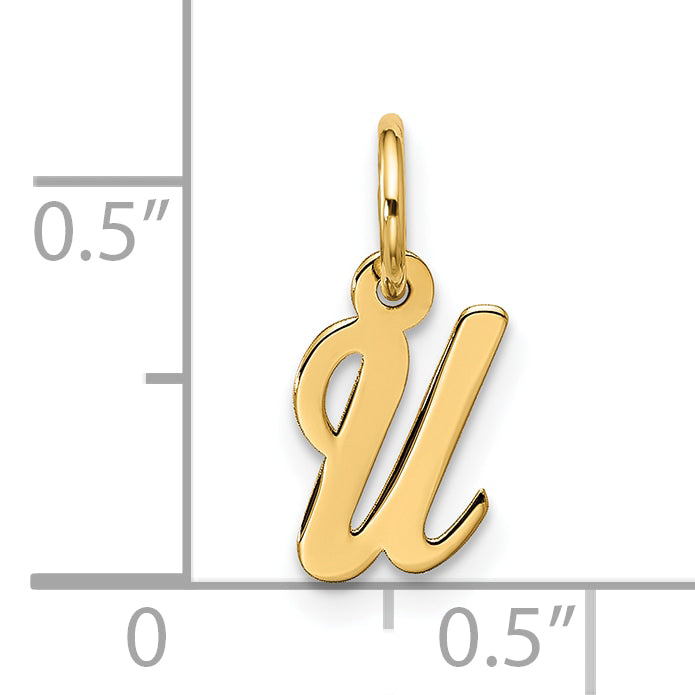 10K Yellow Gold Small Script Initial U Charm