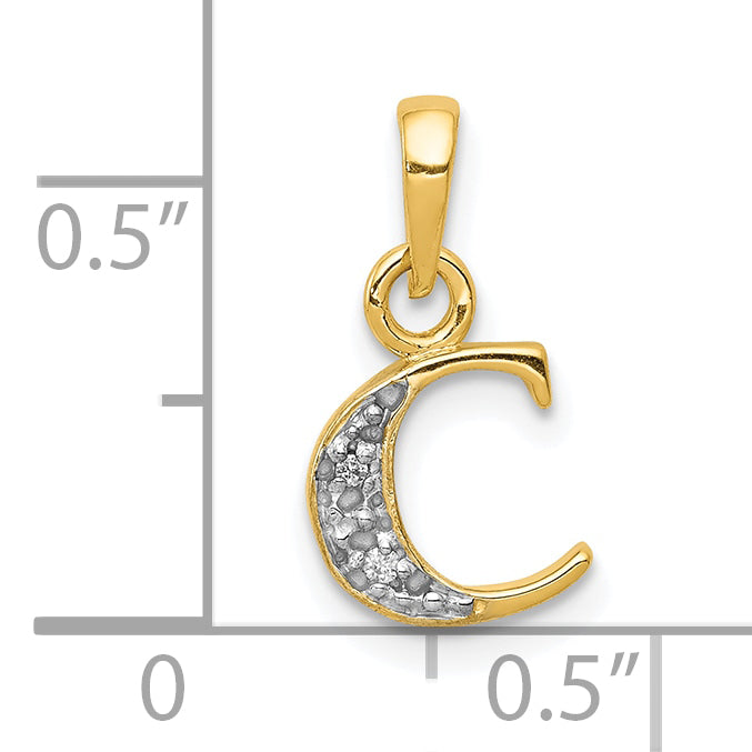10K Yellow W/Rhodium 10K And Rhodium Diamond Initial C Pendant