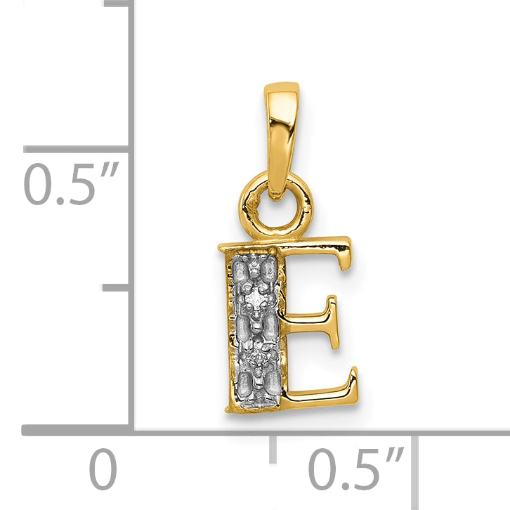 10K Yellow W/Rhodium 10K And Rhodium Diamond Initial E Charm
