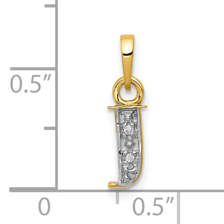 10K Yellow W/Rhodium 10K And Rhodium Diamond Initial J Charm