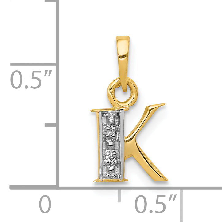 10K Yellow W/Rhodium 10K And Rhodium Diamond Initial K Charm