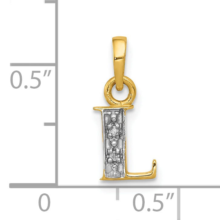 10K Yellow W/Rhodium 10K And Rhodium Diamond Initial L Charm