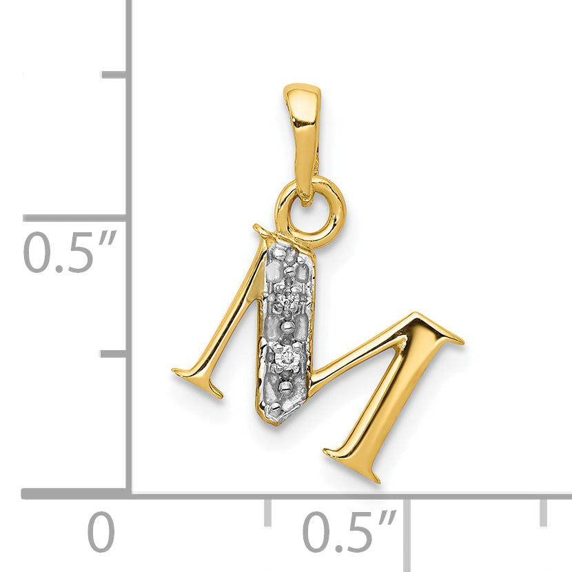 10K Yellow W/Rhodium 10K And Rhodium Diamond Initial M Charm