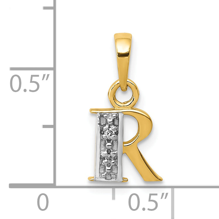 10K Yellow W/Rhodium 10K And Rhodium Diamond Initial R Charm