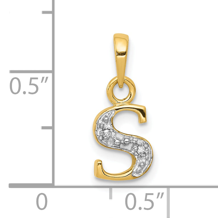 10K Yellow W/Rhodium 10K And Rhodium Diamond Initial S Charm