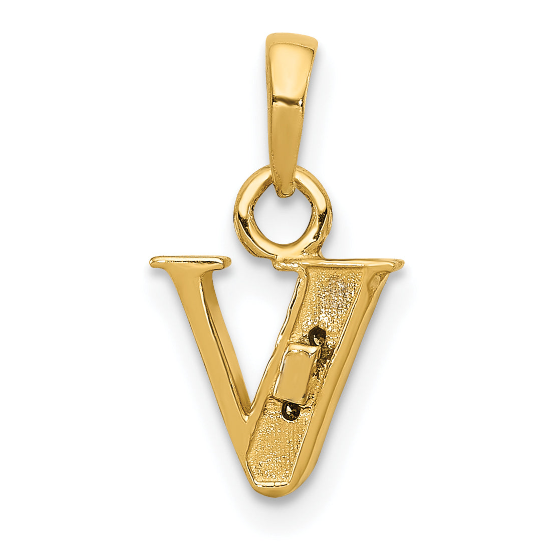 10K Yellow W/Rhodium 10K And Rhodium Diamond Initial V Charm