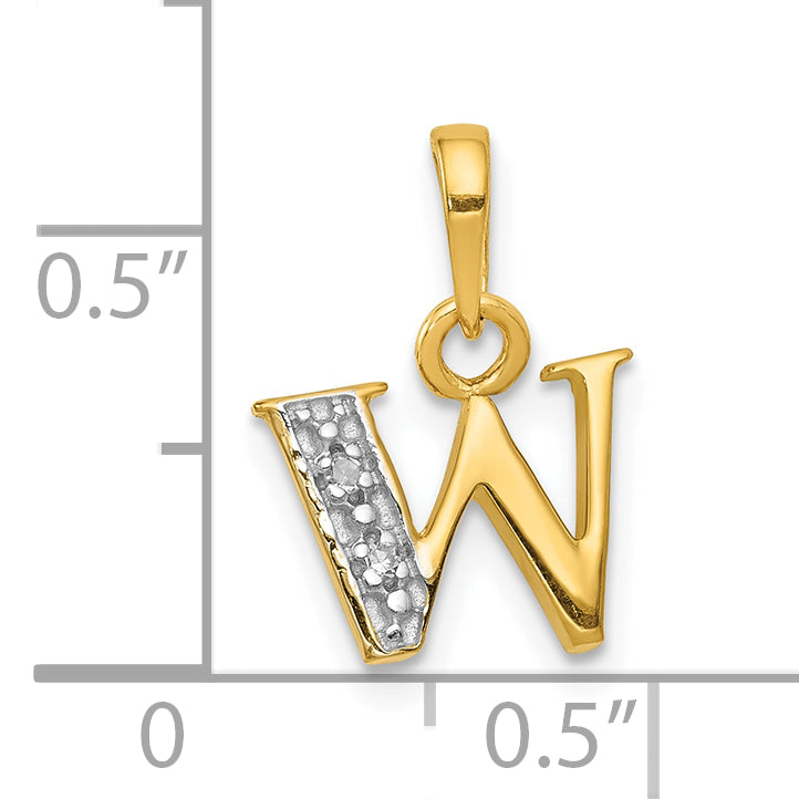 10K Yellow W/Rhodium 10K And Rhodium Diamond Initial W Charm